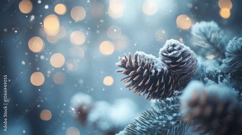 Poster serene winter background with soft bokeh effect