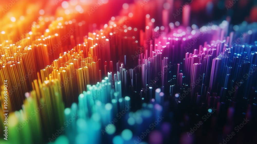 Aufkleber vibrant digital sound waves display in a colorful visual representation, showcasing movement and ene
