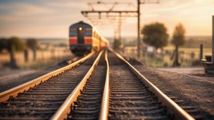 Fototapeta premium railway in the sunset