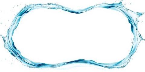 3D circular water frame with aqua liquid splash, isolated on white background, liquid, frame, white background