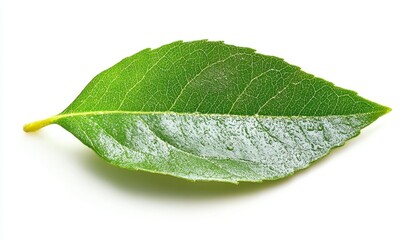 Obraz premium Fresh green leaf isolated on a clean white background presenting natural beauty