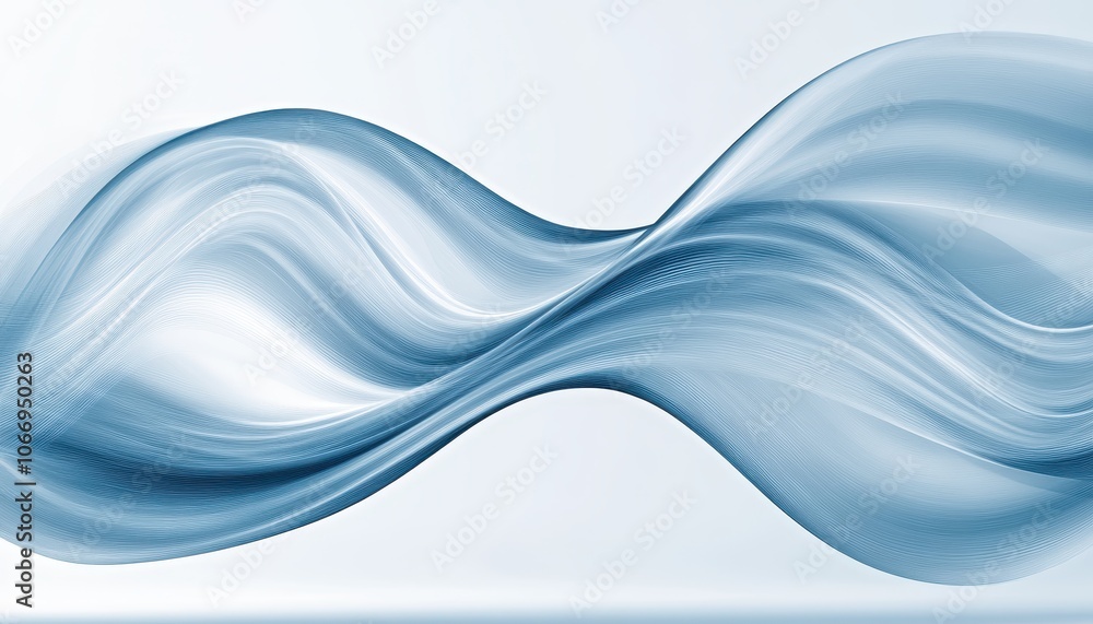Poster flowing blue waves representing chaos and harmony in a tranquil setting