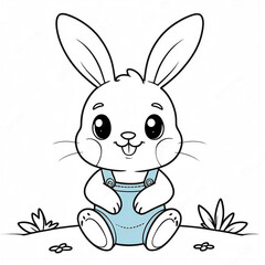 Obraz premium Cute rabbit coloring page on white background isolated