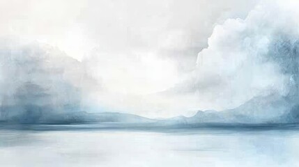 Obraz premium A painting of a cloudy sky with mountains in the background