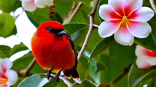 red cardinal on a branch
