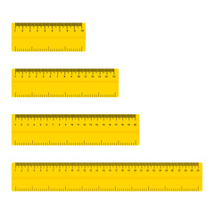 rulers of 10,15,20,30 centimeters isolated on white. Measuring instrument. Vector illustration