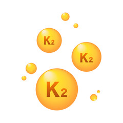 Vitamin K2 is gold Ascorbic acid. Vector illustration