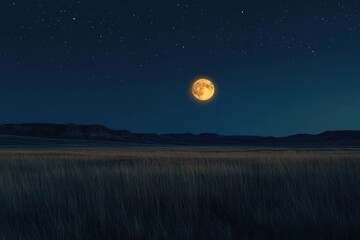 Fototapeta premium Enchanting Full Moon Over Serene Night Landscape
