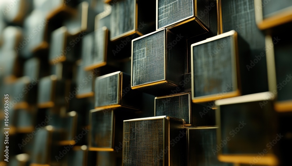 Poster abstract geometric background featuring intricate cubes in a textured arrangement
