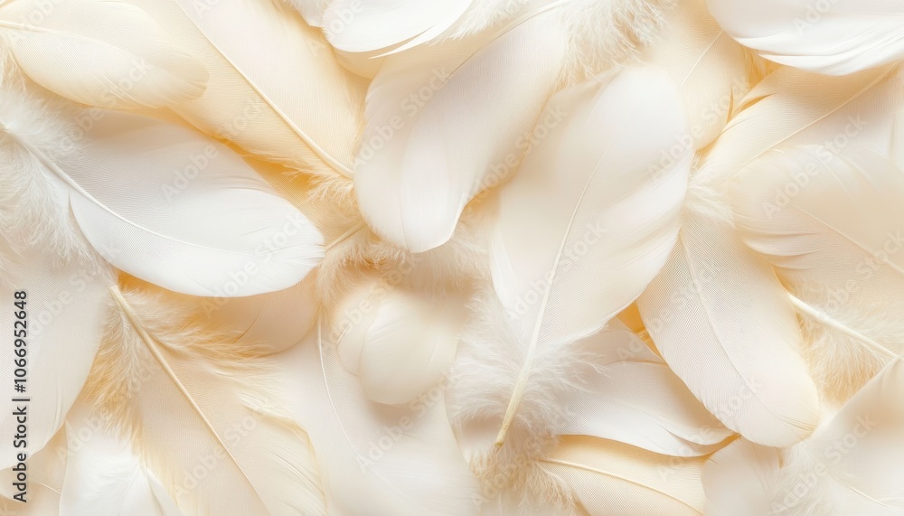 Aufkleber a soft chaos of delicate white feathers creating a gentle and serene background