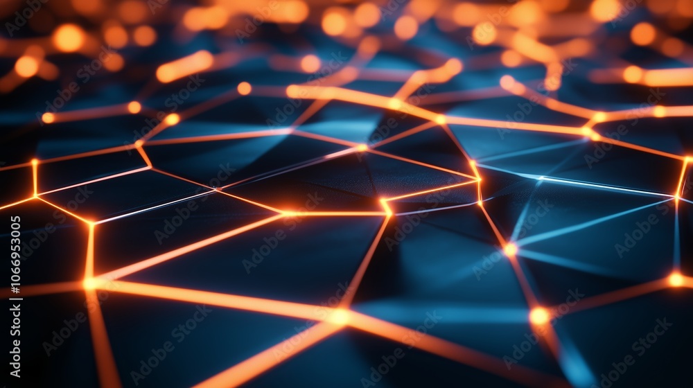Poster abstract glowing network design showcasing intricate patterns and vibrant colors in a digital enviro