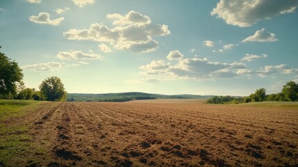Scenic Agricultural Landscape Under a Blue Sky