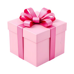 Obraz premium Pink Gift Box Isolated on Transparent Background Cutout