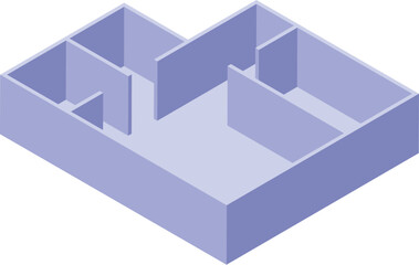 Purple isometric apartment plan showing walls, doors and rooms, perfect for real estate and architecture concepts