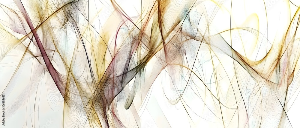 Poster abstract swirling lines in soft tones of gold, brown, and white create a dynamic and elegant visual 