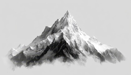 Majestic mountain peak rises above surrounding clouds in serene background setting