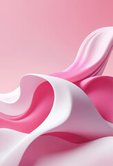 Abstract white and pink smooth flowing waves on gradient background