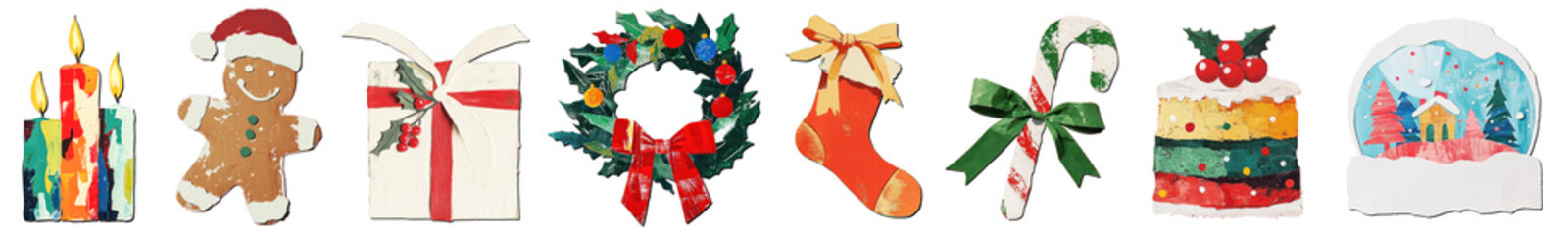 Christmas craft png cut out element set