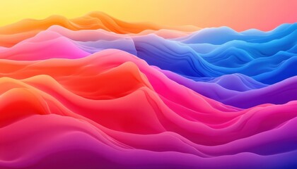 Obraz premium Vibrant digital landscape featuring flowing colors in a chaotic abstract design