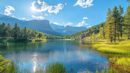 Sunny landscape of Haviland Lake in Durango Colorado showcasing the tranquility of outdoor