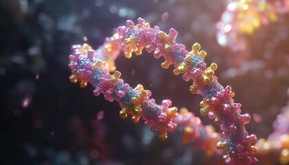 Fototapeta premium Vibrant DNA representation showcasing its complex, chaotic structure