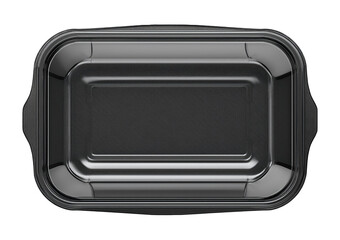 Top view takeaway plastic food box with two panels isolated on a transparent or white background