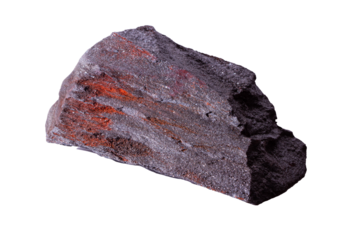 Mineral Rock Hematite Silver Color with Rust Isolated in White Background