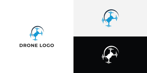 Flying drone logo design logo template illustration.