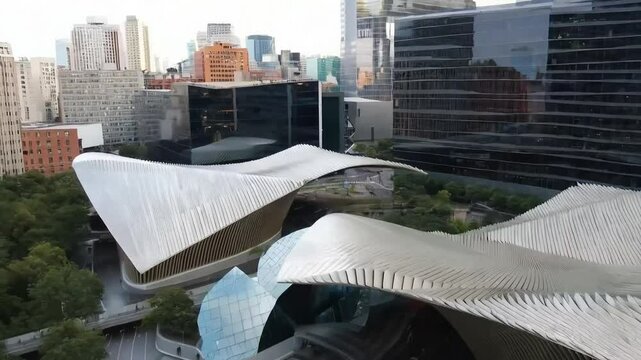 Document buildings with kinetic elements, such as movable facades or structures that adapt to environmental conditions.
