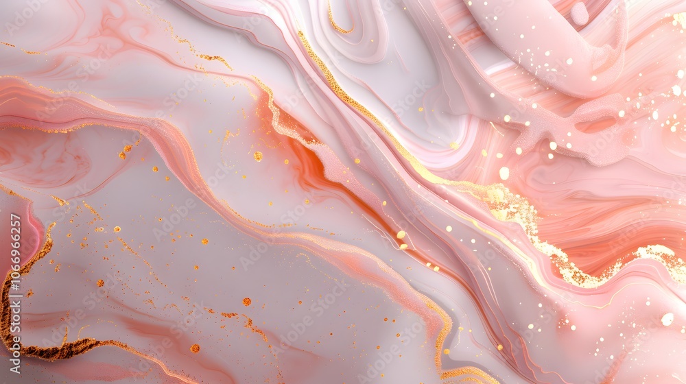 Poster subtle hints of blush and gold in an abstract minimalistic design ai generated illustration