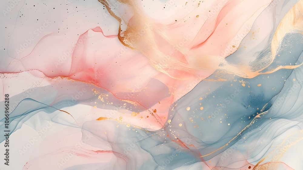 Poster subtle hints of blush and gold in an abstract minimalistic design ai generated illustration
