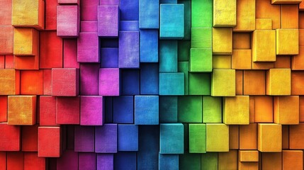 Fototapeta premium Abstract colorful background with textured rainbow cube pattern.