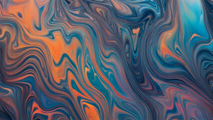 Liquid holographic colors blending together on a smooth glass surface, Ai Generated