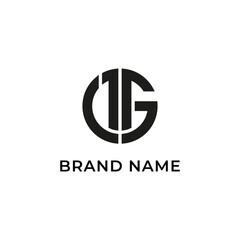 Minimalist Letter DG circle logo. Sleek and modern logo design featuring a monogram and customizable brand name. Ideal for businesses seeking a professional and stylish visual identity.