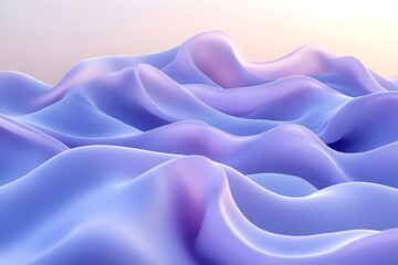 Obraz premium A serene, abstract landscape of flowing purple waves against a soft pastel backdrop, evoking a calming and dreamy atmosphere ideal for backgrounds or digital art.