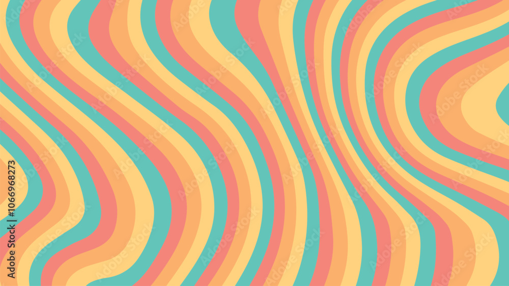 Poster abstract background groovy waves pattern retro cute fun style