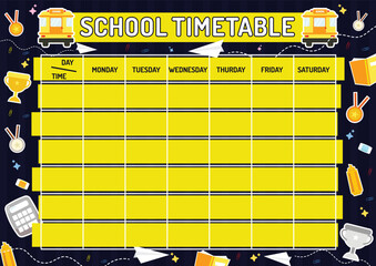 Flat template school timetable with education elements.