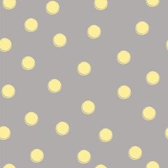 Seamless pattern with yellow polka dots on gray background.