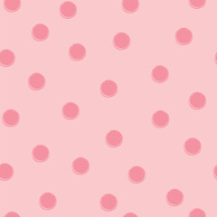 Seamless pattern with pink polka dots on pink background.