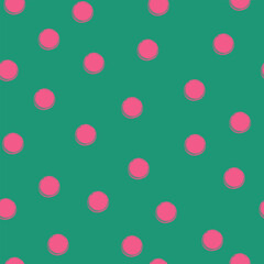 Pink polka dots, seamless pattern. vector illustration for wrapping paper, fabric, card.