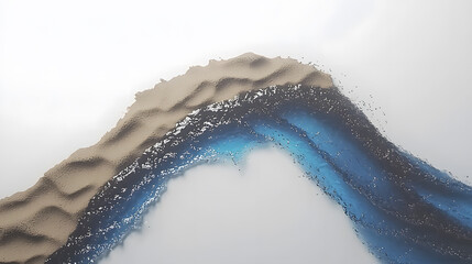 Abstract wave design with sand and blue hues