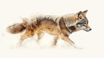 Fototapeta premium Majestic Coyote in Watercolor Winter Wildlife Nature Photography