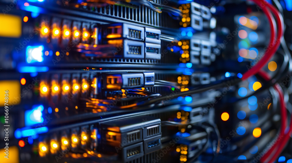 Poster hosting provider concept. technical support of internet provider, maintains datacenter work, monitor