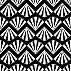 Art Deco black and white seamless pattern. Geometric decorative texture. Vector background.