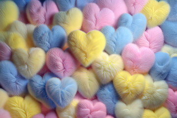 A lot of furry pastel hearts.