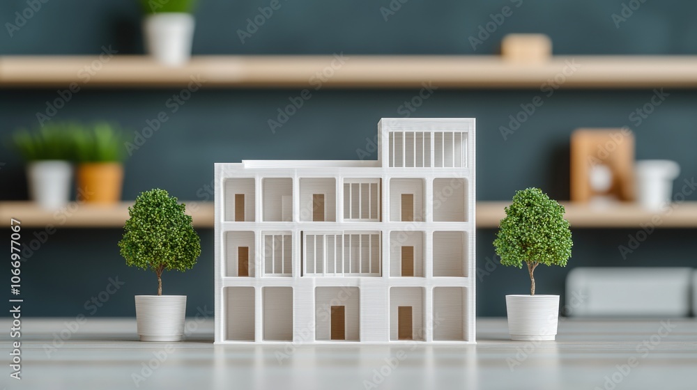 Poster printed model of innovative building structure
