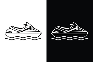  Jet ski Icon on White Background Vector Art Illustration on white background.
