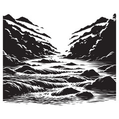 Fototapeta premium River Silhouette Vector Art, Icons, and Graphics