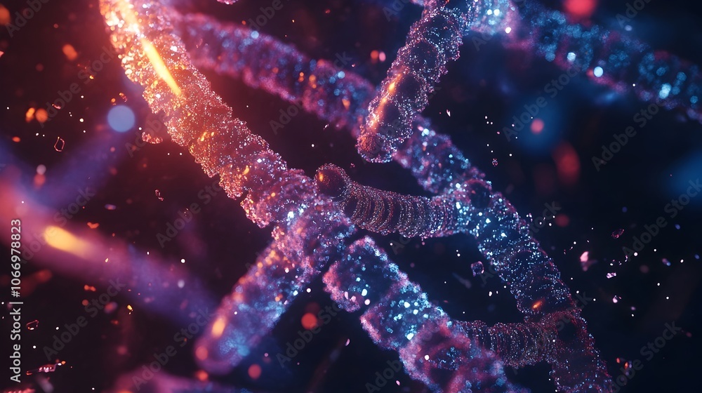 Poster detailed visualization of dna replication strands and enzyme interactions