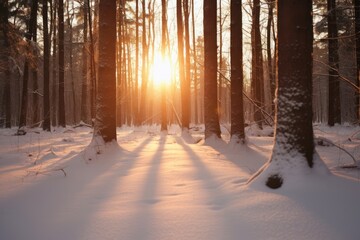 Light snow sun landscape.